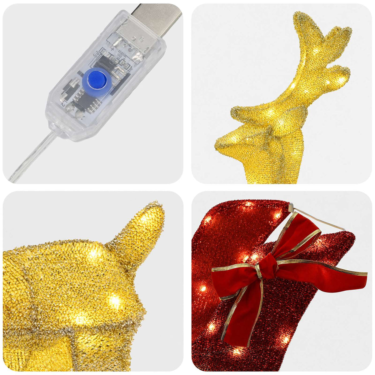 Christmas Reindeer with sleigh 7 pcs 320 LEDs Warm White