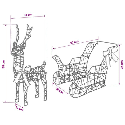 Christmas Reindeer with sleigh 7 pcs 320 LEDs Warm White