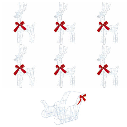 Christmas Reindeer with sleigh 7 pcs 760 LEDs Cold White