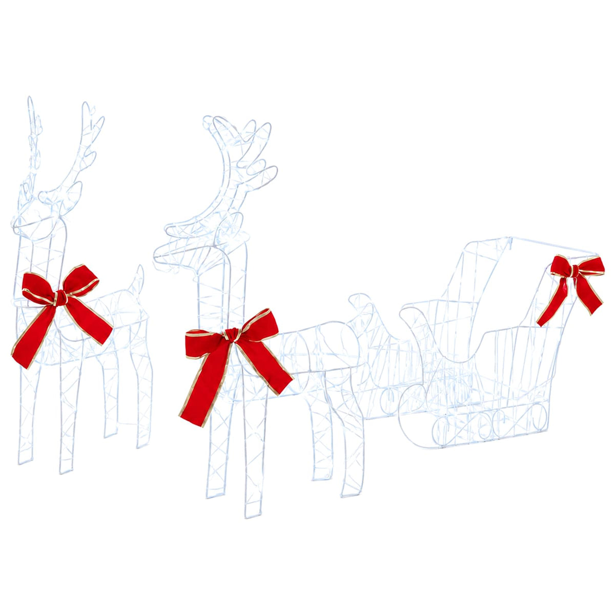 Christmas Reindeer with sleigh 7 pcs 760 LEDs Cold White