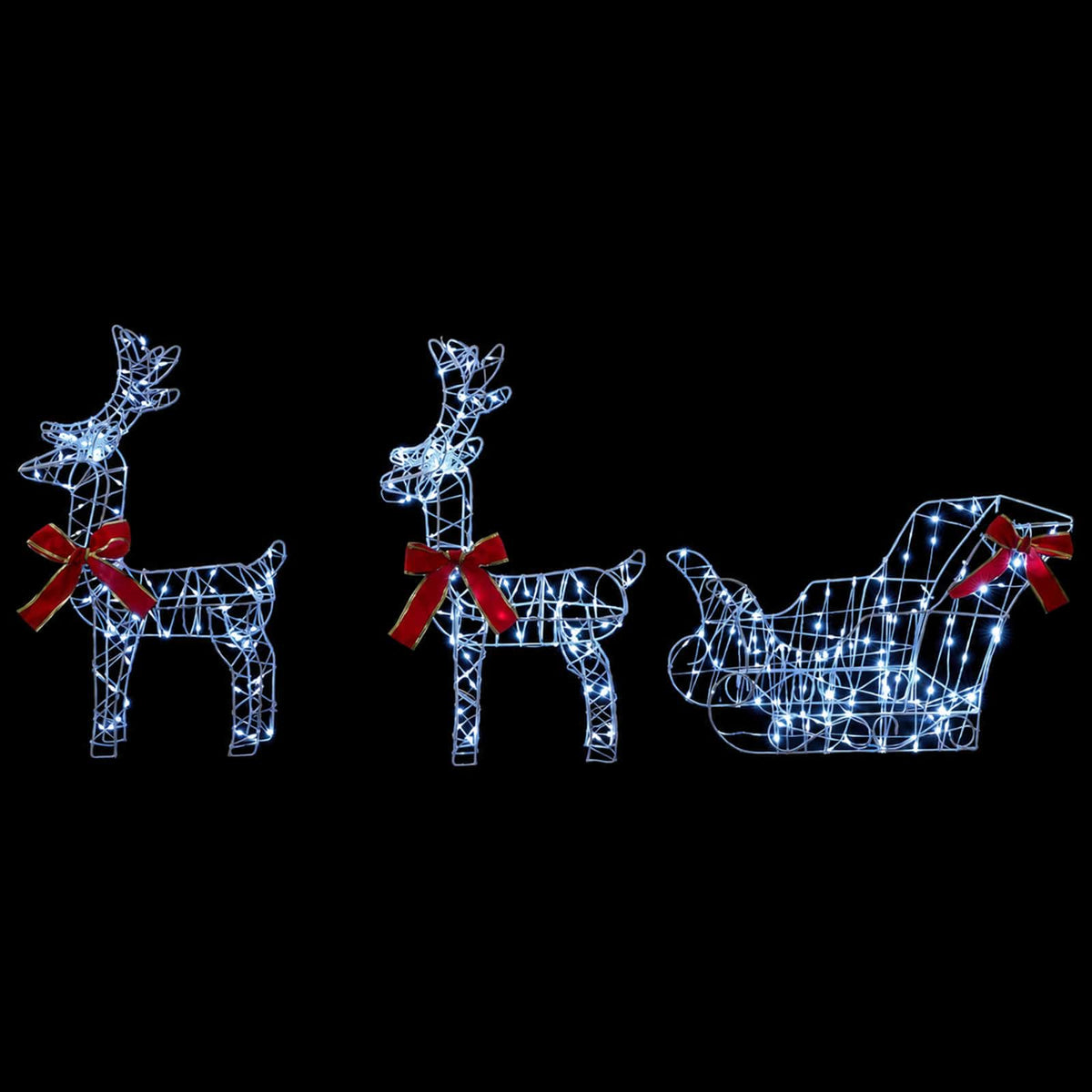 Christmas Reindeer with sleigh 7 pcs 760 LEDs Cold White