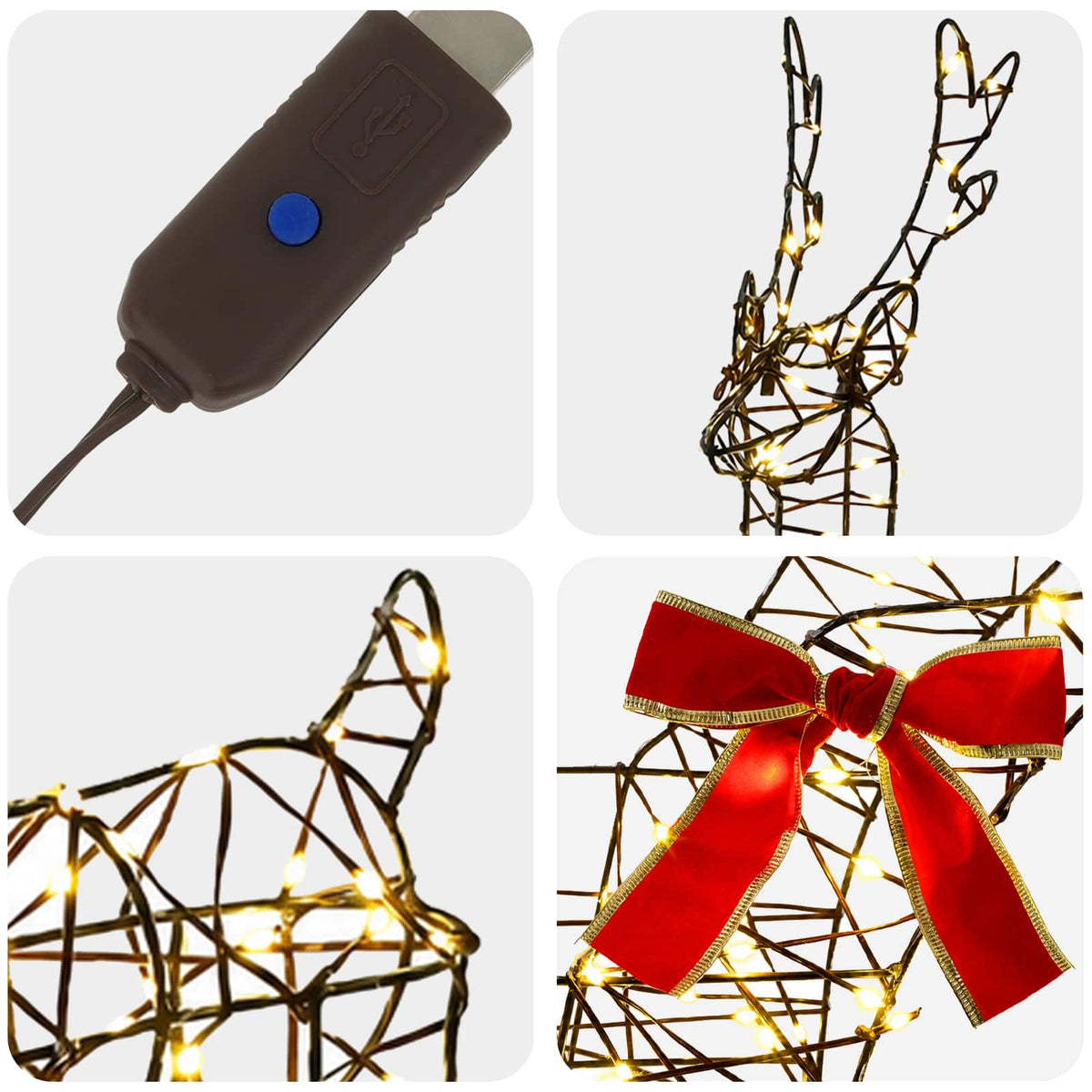 Christmas Reindeer with sleigh 7 pcs 760 LEDs Warm White