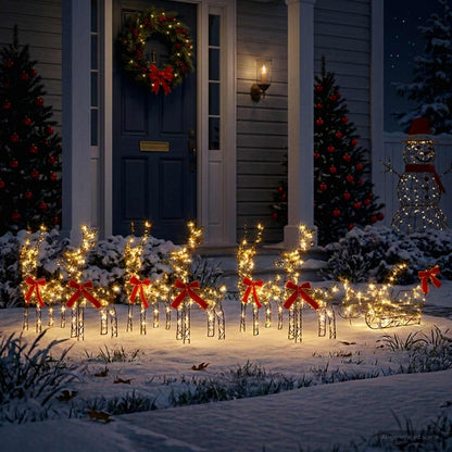 Christmas Reindeer with sleigh 7 pcs 760 LEDs Warm White