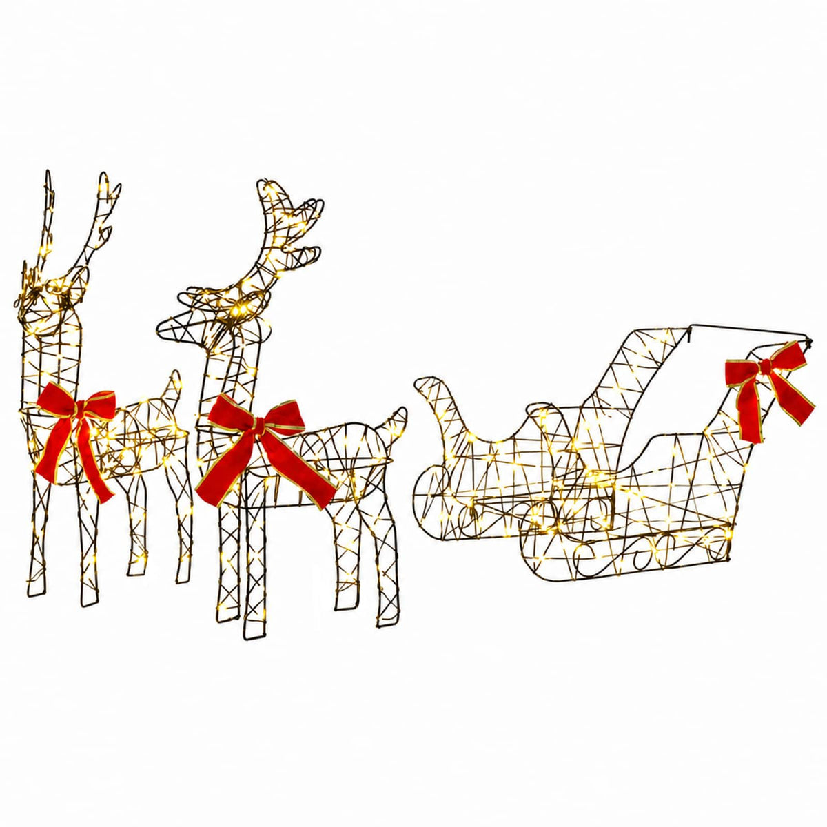 Christmas Reindeer with sleigh 7 pcs 760 LEDs Warm White