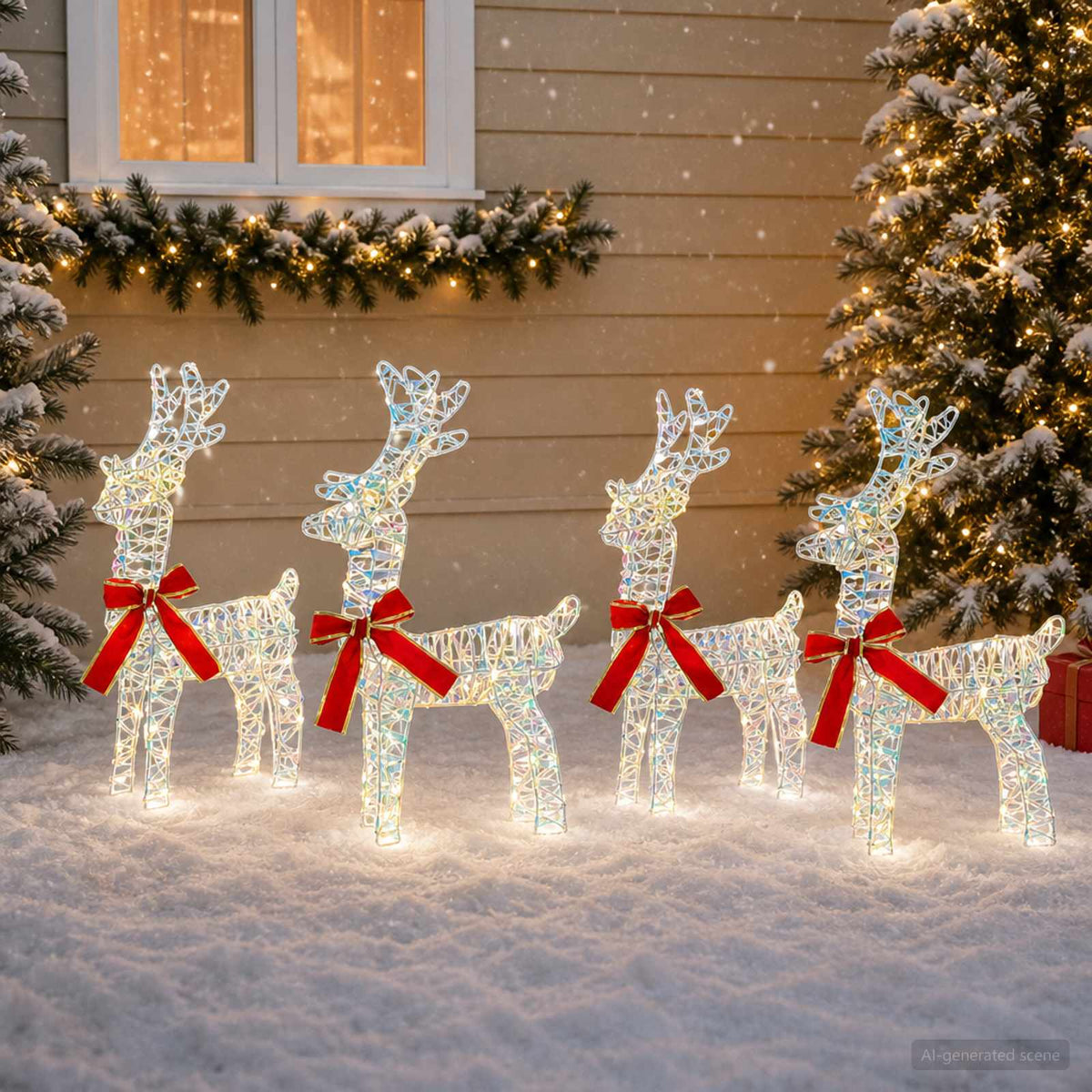 Christmas Reindeer 4 pcs 160 LEDs Warm White 33 x 12 x 55 cm