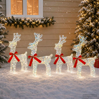 Christmas Reindeer 4 pcs 160 LEDs Warm White 33 x 12 x 55 cm