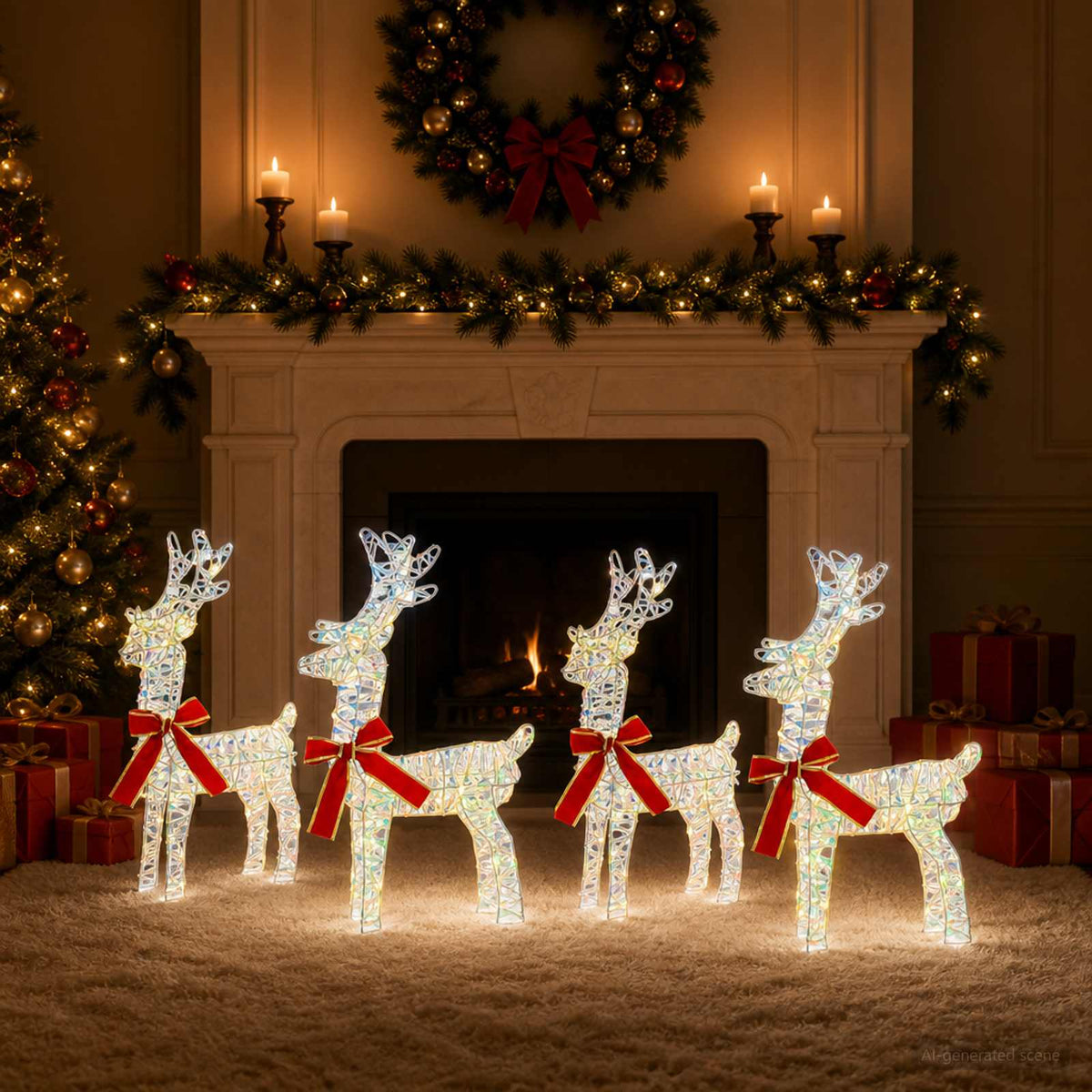 Christmas Reindeer 4 pcs 160 LEDs Warm White 33 x 12 x 55 cm