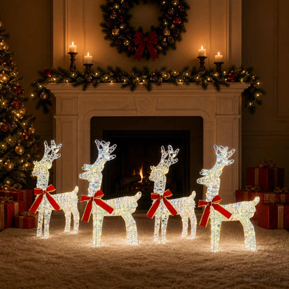 Christmas Reindeer 4 pcs 160 LEDs Warm White 33 x 12 x 55 cm