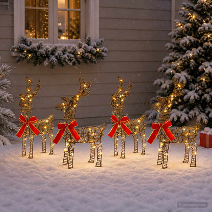 Christmas Reindeer 4 pcs 160 LEDs Warm White