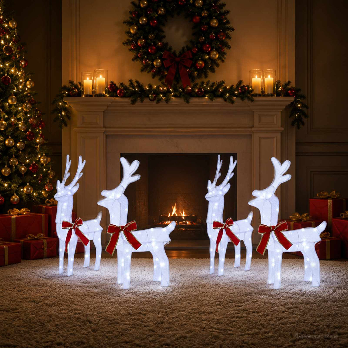Christmas Reindeer 4 pcs 160 LEDs Cold White