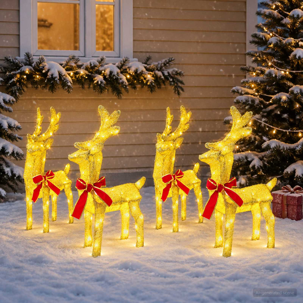 Christmas Reindeer 4 pcs 160 LEDs Warm White