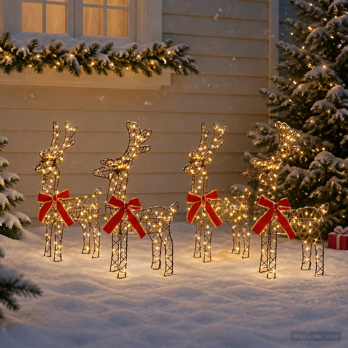 Christmas Reindeer 4 pcs 360 LEDs Warm White 33 x 12 x 55 cm