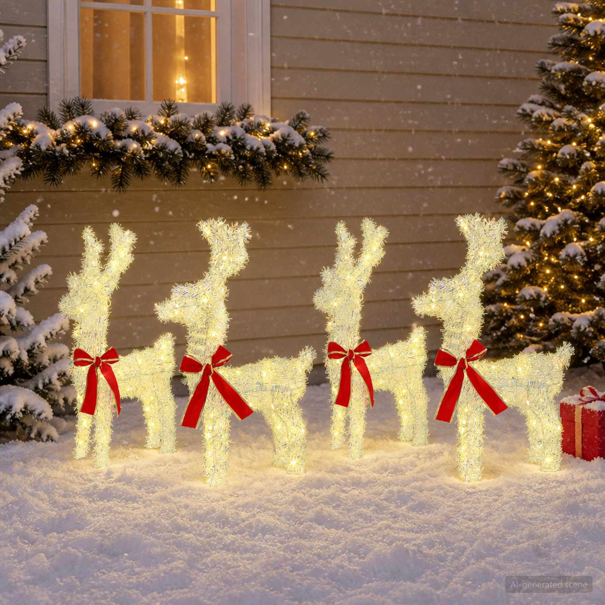 Christmas Reindeer 4 pcs 160 LEDs Warm White 33 x 12 x 55 cm