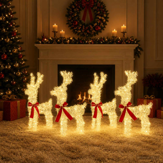 Christmas Reindeer 4 pcs 160 LEDs Warm White