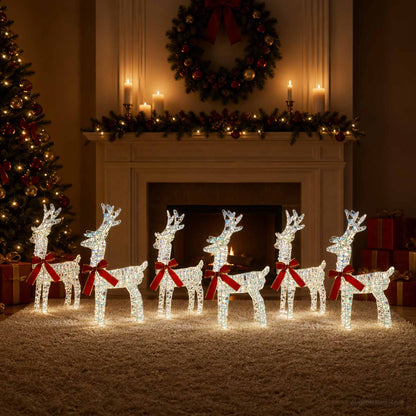 Christmas Reindeer 6 pcs 160 LEDs Warm White 33 x 12 x 55 cm