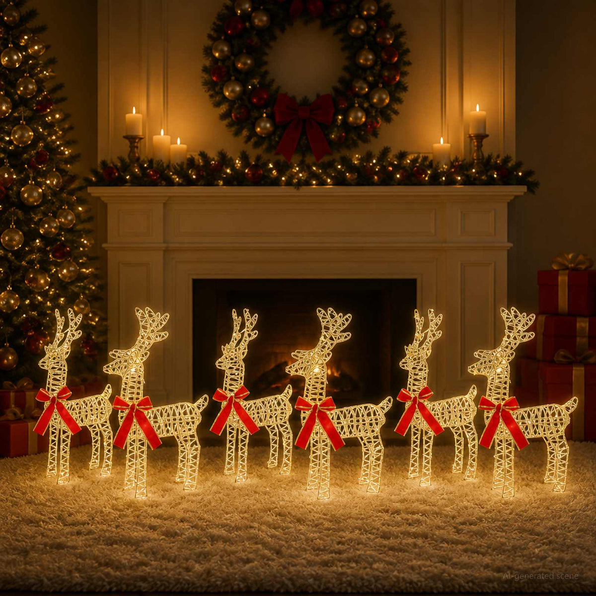Christmas Reindeer 6 pcs 160 LEDs Warm White 33 x 12 x 55 cm