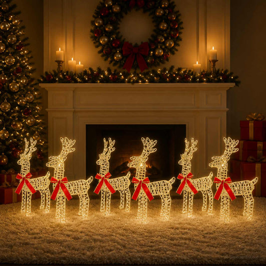 Christmas Reindeer 6 pcs 160 LEDs Warm White
