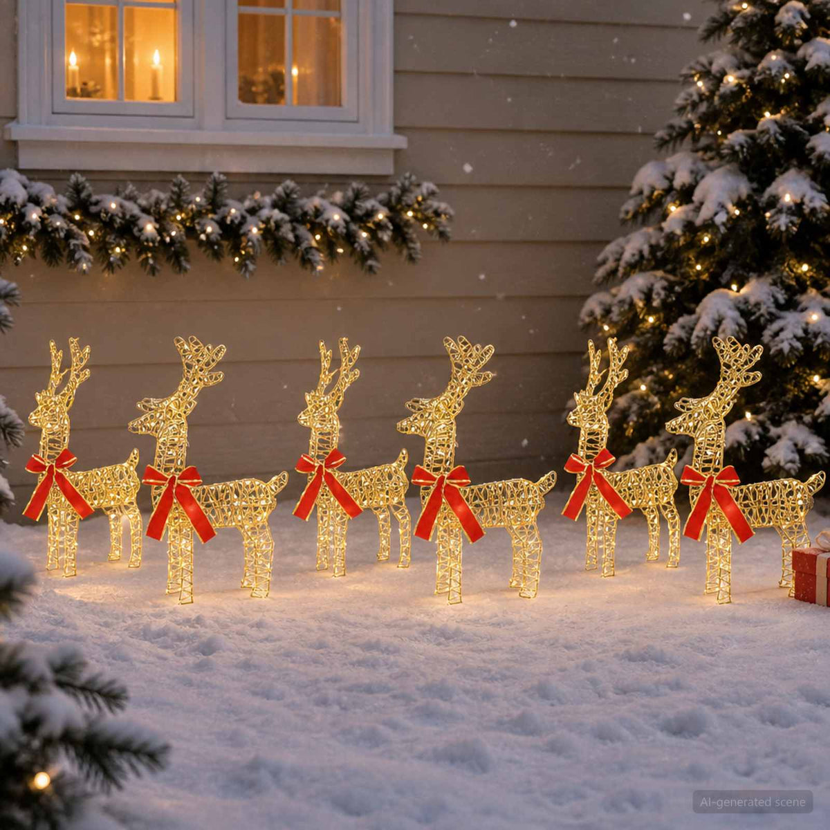 Christmas Reindeer 6 pcs 160 LEDs Warm White 33 x 12 x 55 cm