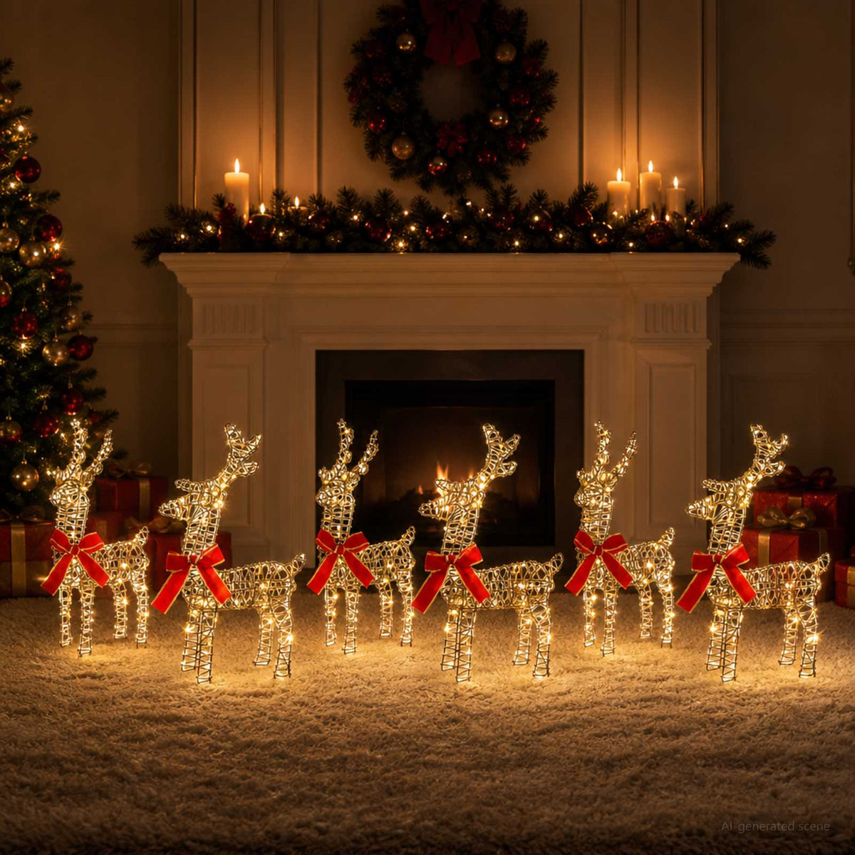Christmas Reindeer 6 pcs 240 LEDs Warm White