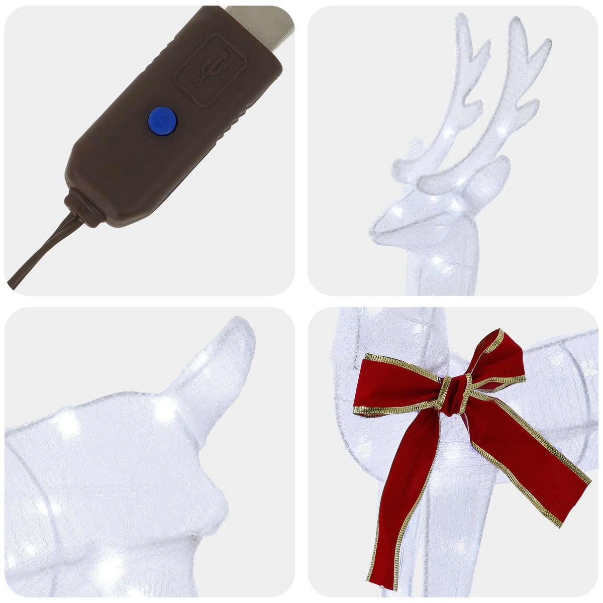 Christmas Reindeer 6 pcs 240 LEDs Cold White
