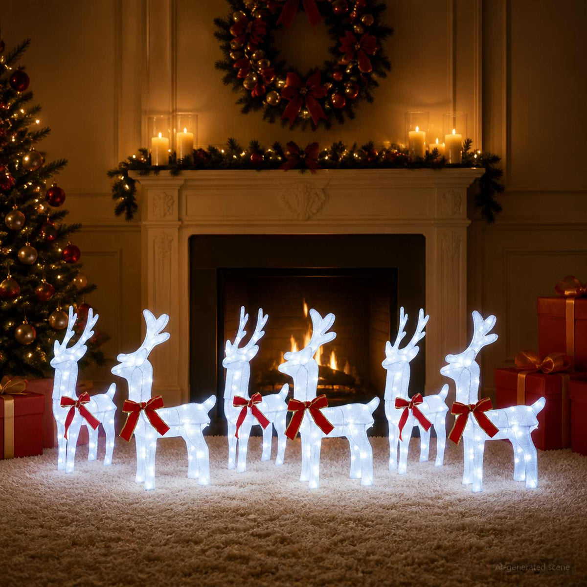 Christmas Reindeer 6 pcs 240 LEDs Cold White