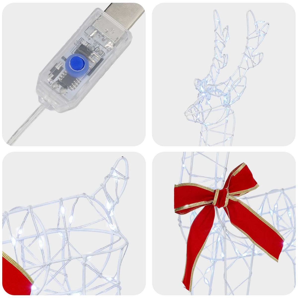Christmas Reindeer 6 pcs 360 LEDs Cold White 33 x 12 x 55 cm