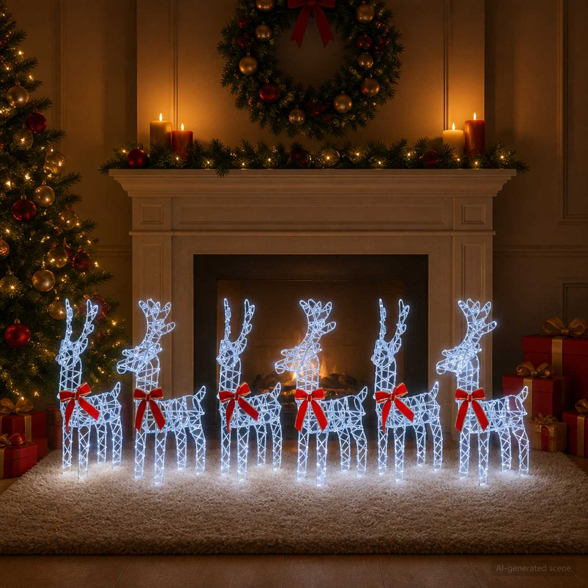 Christmas Reindeer 6 pcs 360 LEDs Cold White 33 x 12 x 55 cm