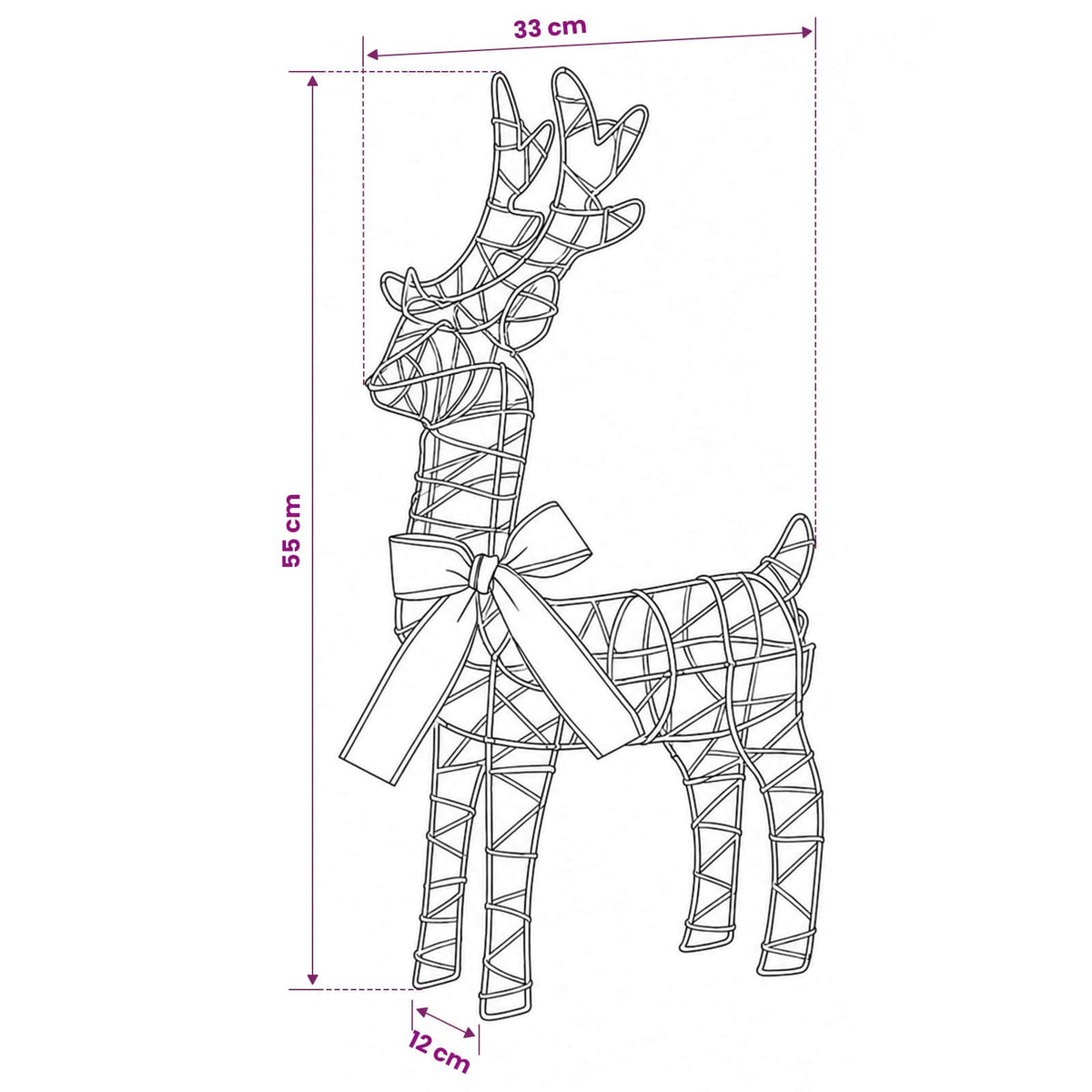 Christmas Reindeer 6 pcs 360 LEDs Cold White 33 x 12 x 55 cm