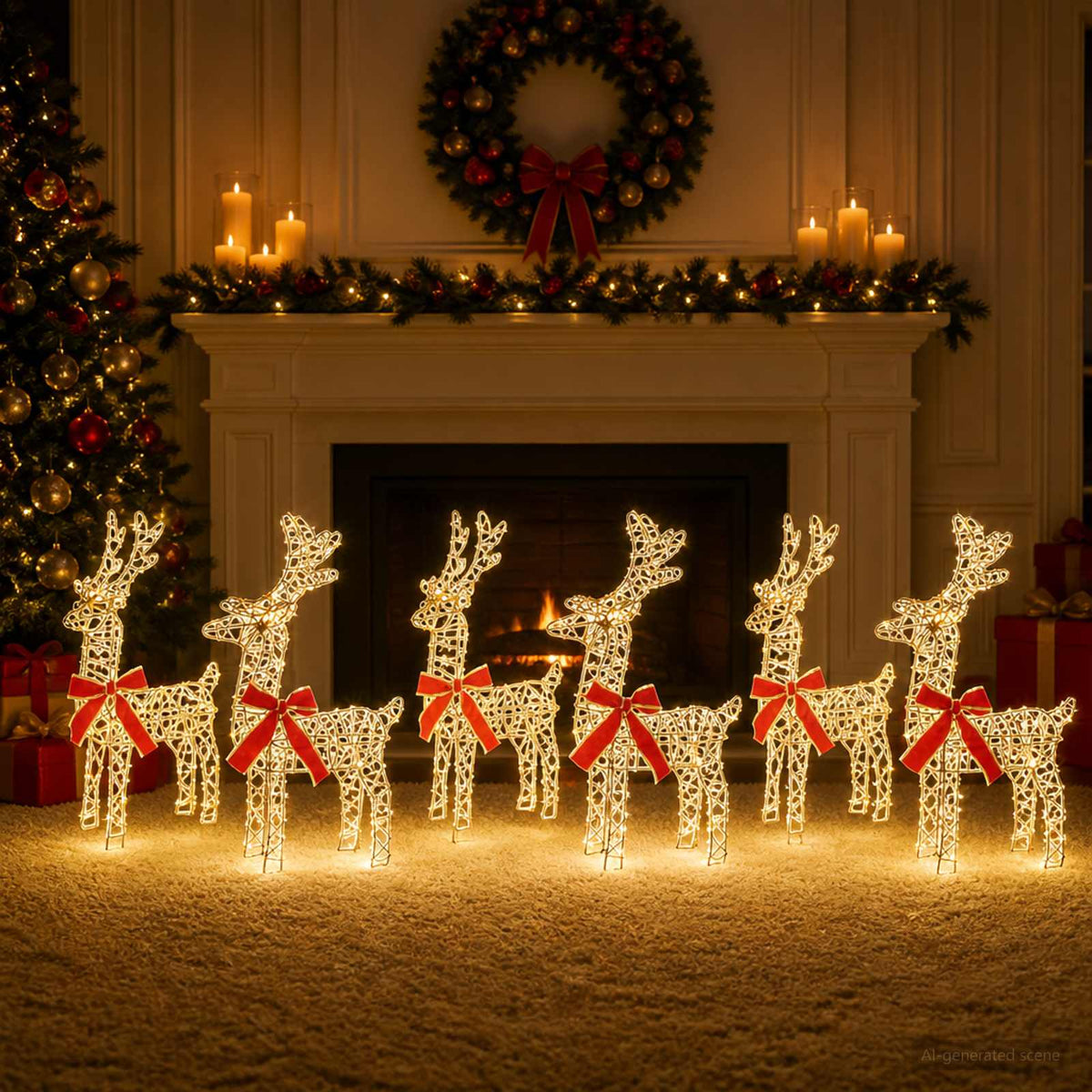 Christmas Reindeer 6 pcs 360 LEDs Warm White 33 x 12 x 55 cm