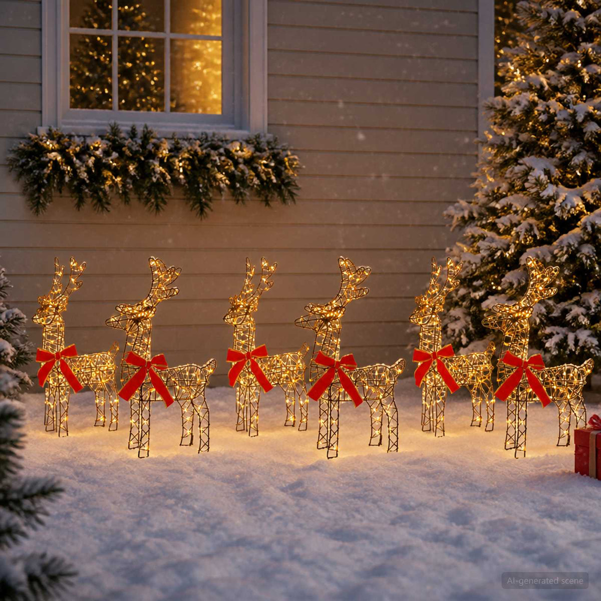 Christmas Reindeer 6 pcs 360 LEDs Warm White 33 x 12 x 55 cm