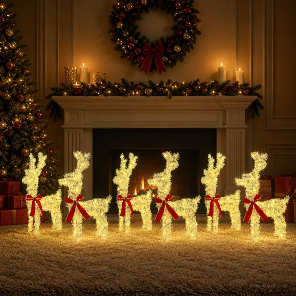 Christmas Reindeer 6 pcs 160 LEDs Warm White 33 x 12 x 55 cm