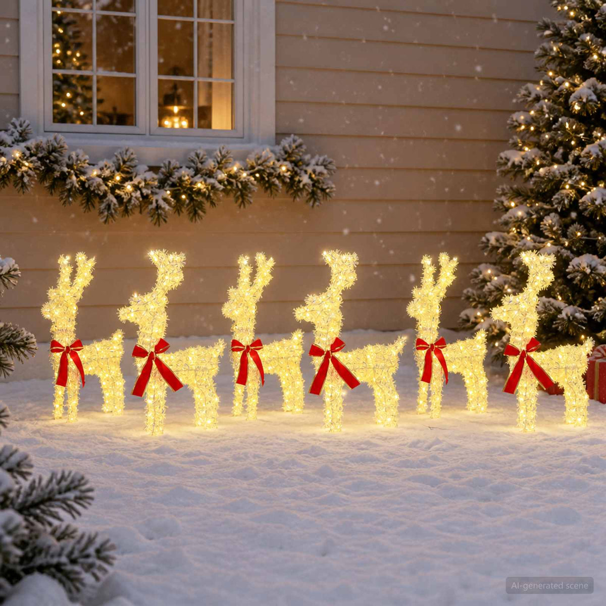 Christmas Reindeer 6 pcs 160 LEDs Warm White 33 x 12 x 55 cm