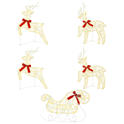 Christmas Reindeer with sleigh 5 pcs 100 LEDs Warm White