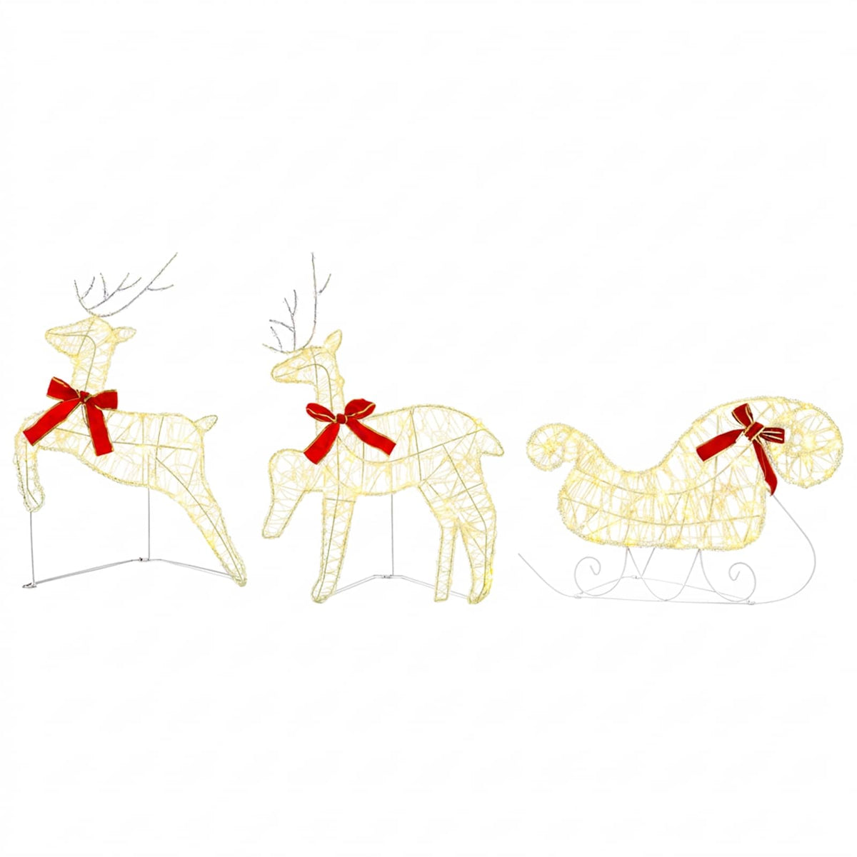 Christmas Reindeer with sleigh 5 pcs 100 LEDs Warm White