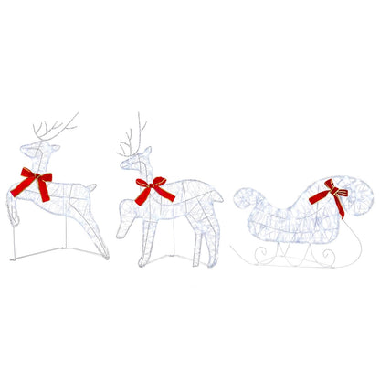 Christmas Reindeer with sleigh 5 pcs 100 LEDs Cold White