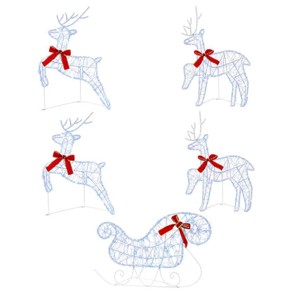 Christmas Reindeer with sleigh 5 pcs 100 LEDs Blue