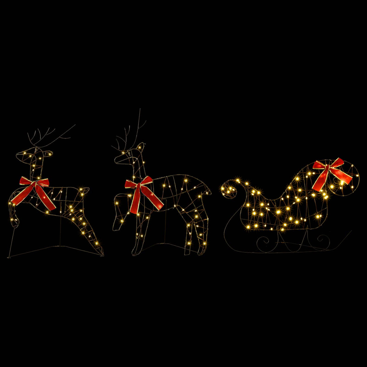 Christmas Reindeer with sleigh 5 pcs 230 LEDs Warm White