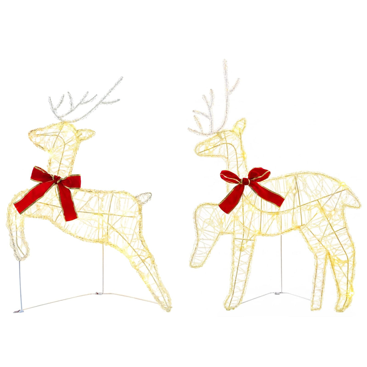 Christmas Reindeer with sleigh 7 pcs 140 LEDs Warm White