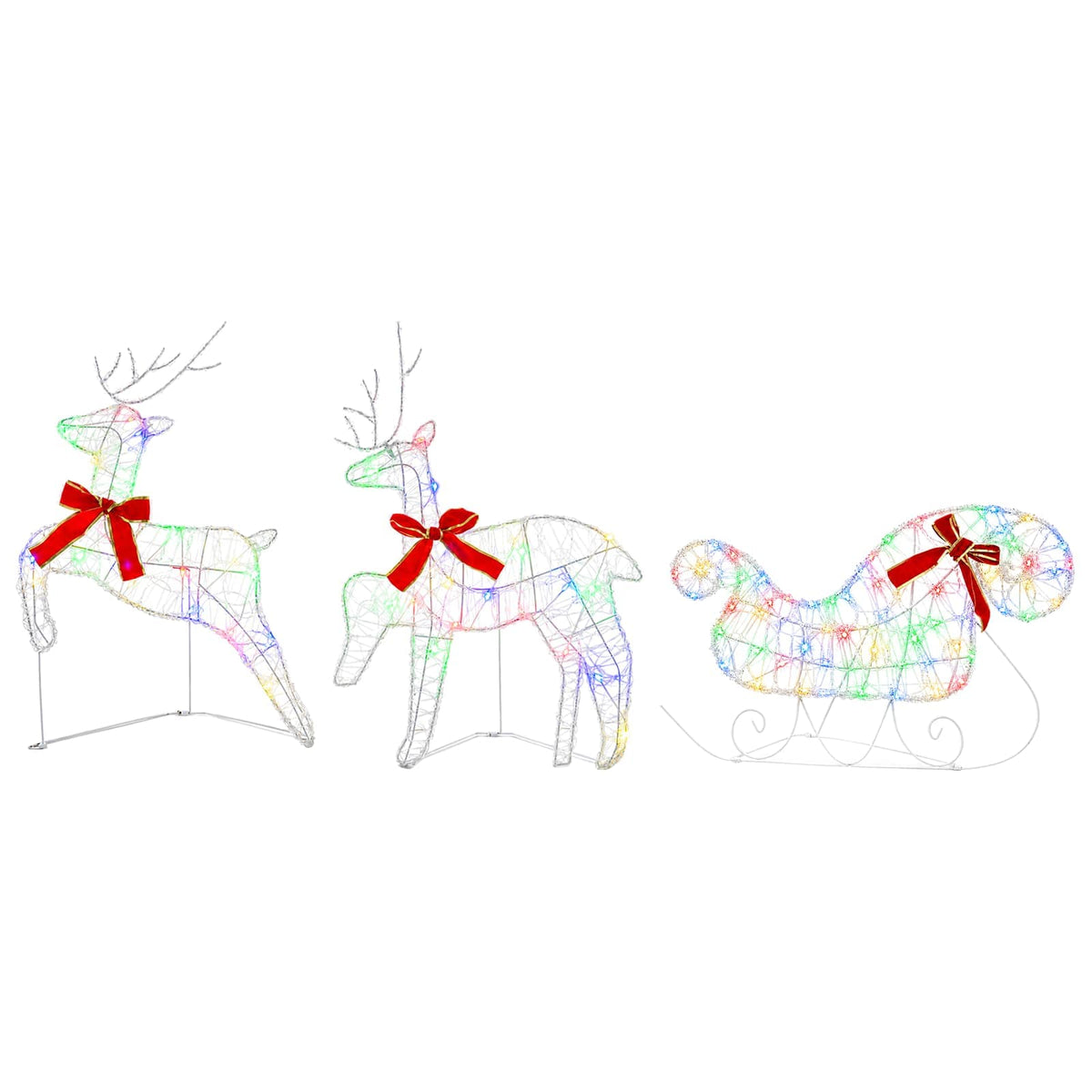 Christmas Reindeer with sleigh 7 pcs 140 LEDs Multicolour