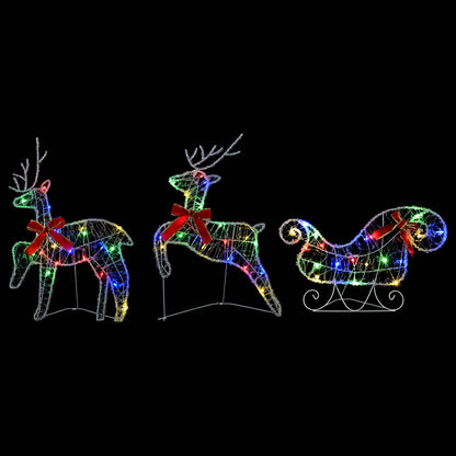 Christmas Reindeer with sleigh 7 pcs 140 LEDs Multicolour