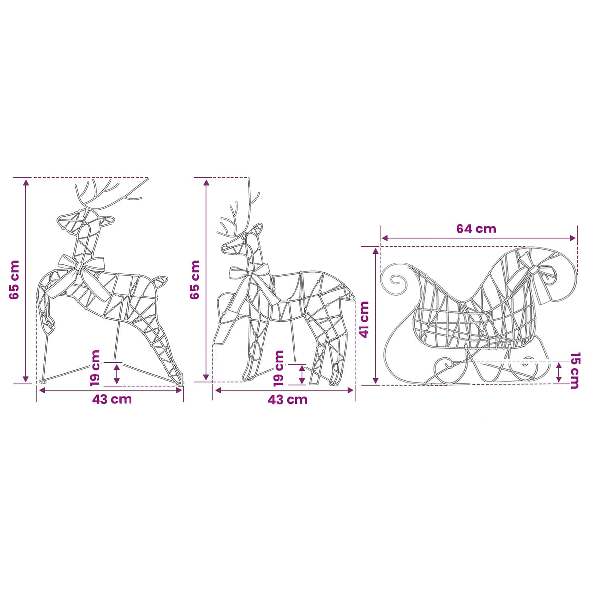 Christmas Reindeer with sleigh 7 pcs 140 LEDs Multicolour