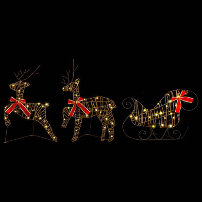 Christmas Reindeer with sleigh 7 pcs 140 LEDs Warm White