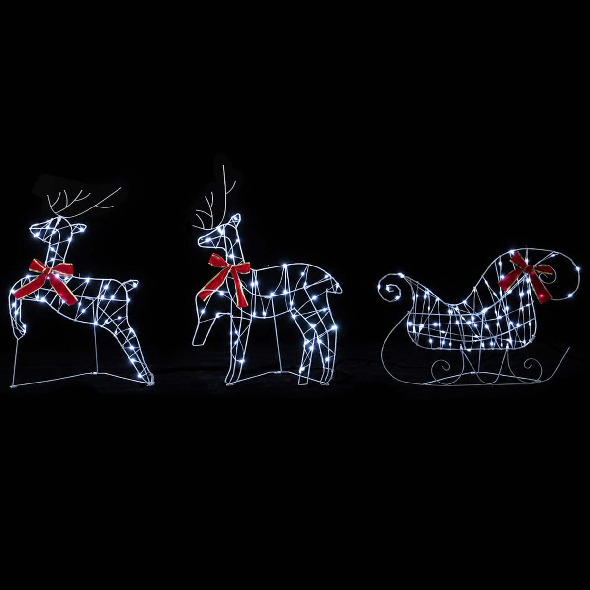 Christmas Reindeer with sleigh 7 pcs 320 LEDs Cold White