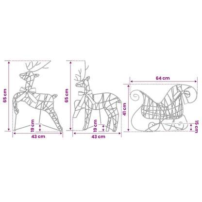 Christmas Reindeer with sleigh 7 pcs 320 LEDs Cold White