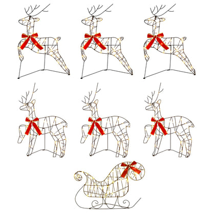 Christmas Reindeer with sleigh 7 pcs 320 LEDs Warm White