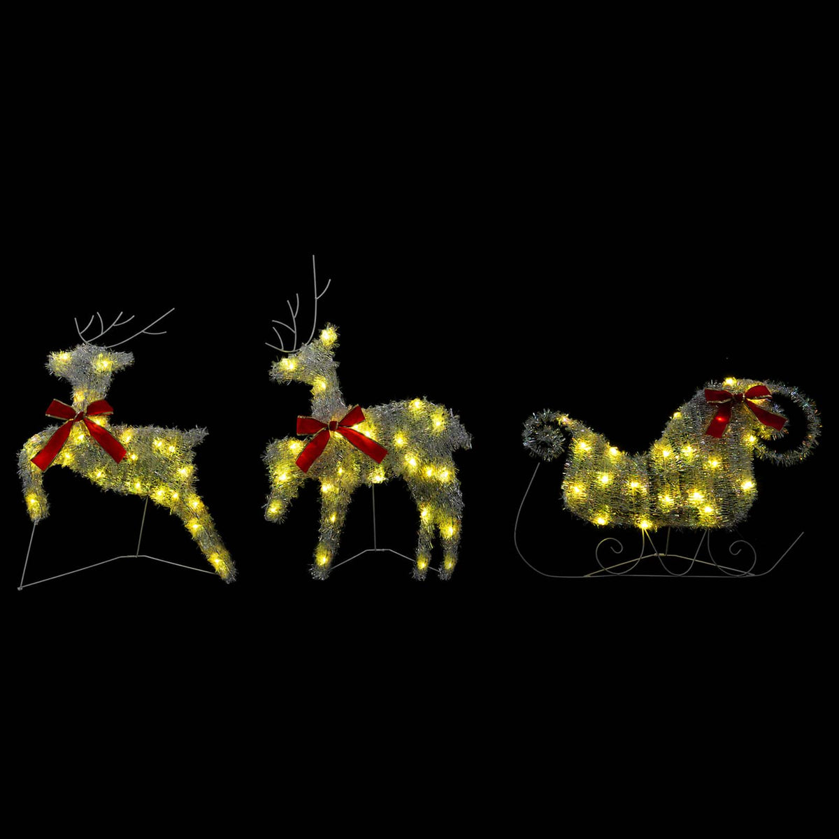 Christmas Reindeer with sleigh 7 pcs 140 LEDs Warm White