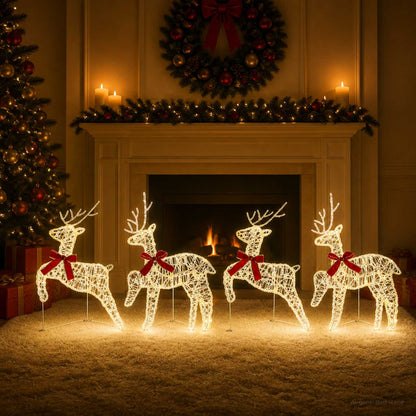 Christmas Reindeer 4 pcs 80 LEDs Warm White 43 x 19 x 65 cm