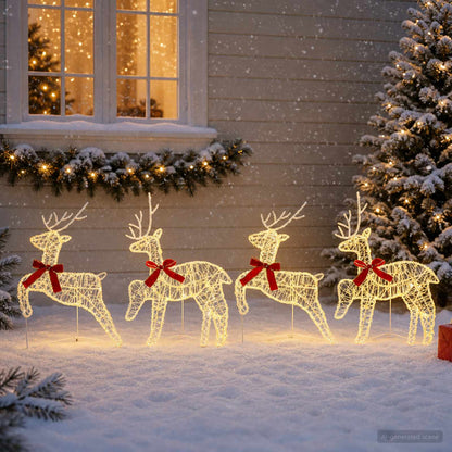 Christmas Reindeer 4 pcs 80 LEDs Warm White 43 x 19 x 65 cm