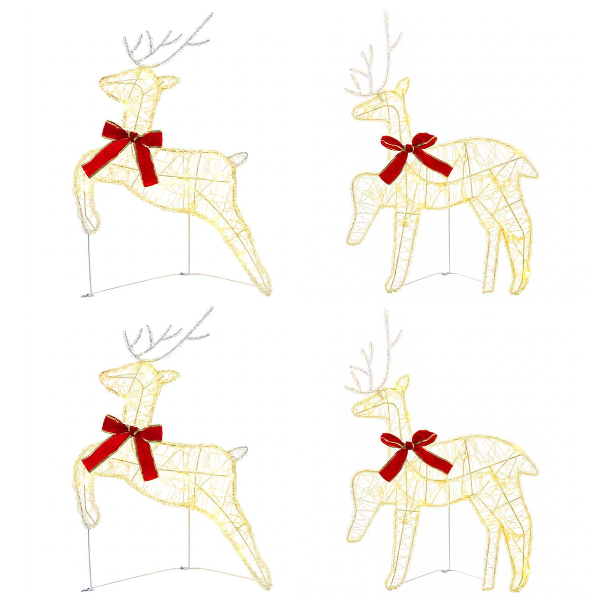 Christmas Reindeer 4 pcs 80 LEDs Warm White 43 x 19 x 65 cm