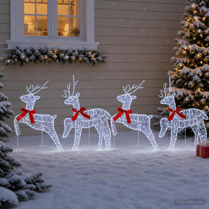 Christmas Reindeer 4 pcs 80 LEDs Cold White 43 x 19 x 65 cm